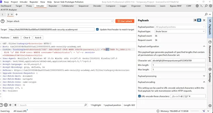 Blind SQL Injection Conditional Errors Lab